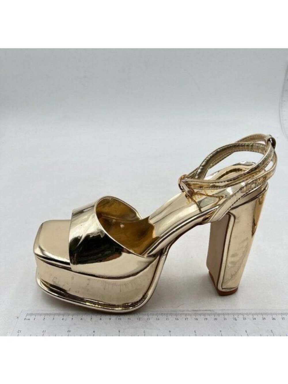 Platform Heels for Women Platform Sandals Womens Chunky Heel Open Toe Pumps Gold